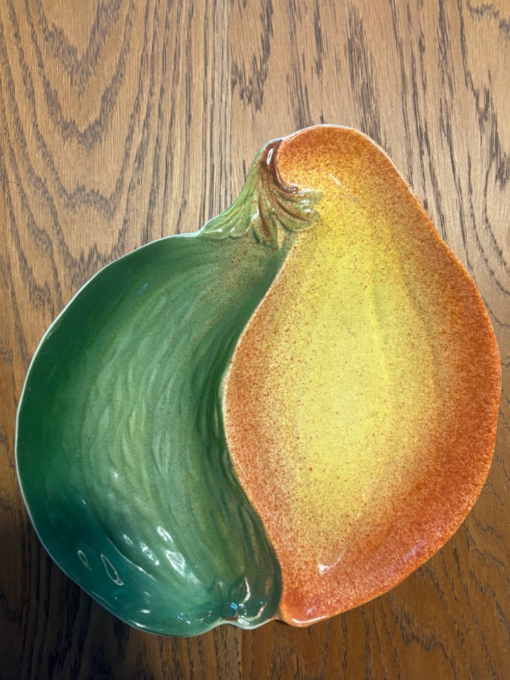 Vintage Royal Winton Two-Tone Fruit-Shaped Ceramic Nut Dish - Green & Orange